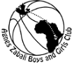 Agnes Zebali Boys and Girls Club written around a basketball that is also a globe centred on Africa. This is the AZBGC logo.